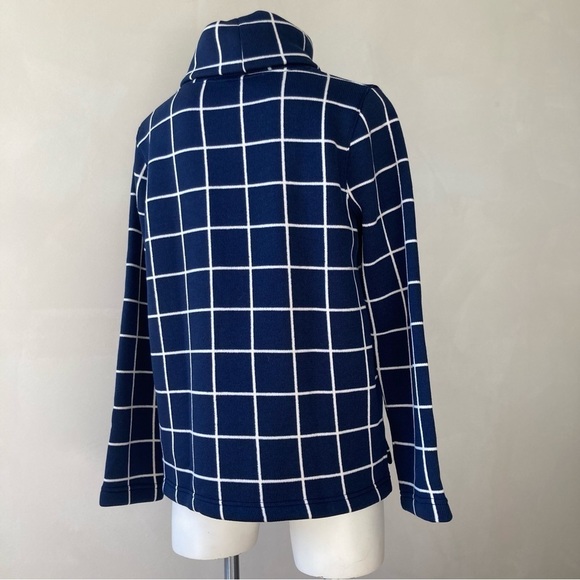 Checkered Mock Neck Grid Pattern Sweater - Picture 2 of 6